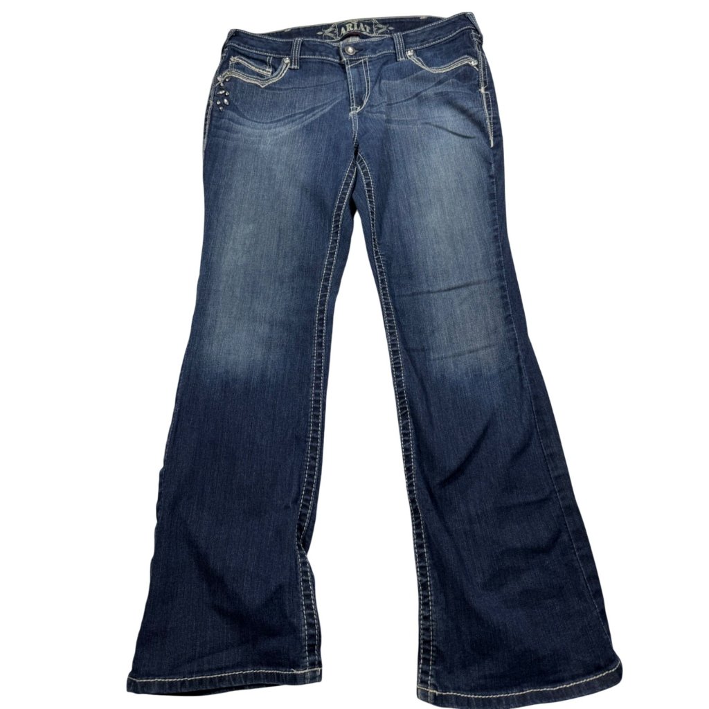 Ariat Womens Ruby Denim Jeans 34r Us 18 Bootcut Mid-Rise Western Style Cotton Bl